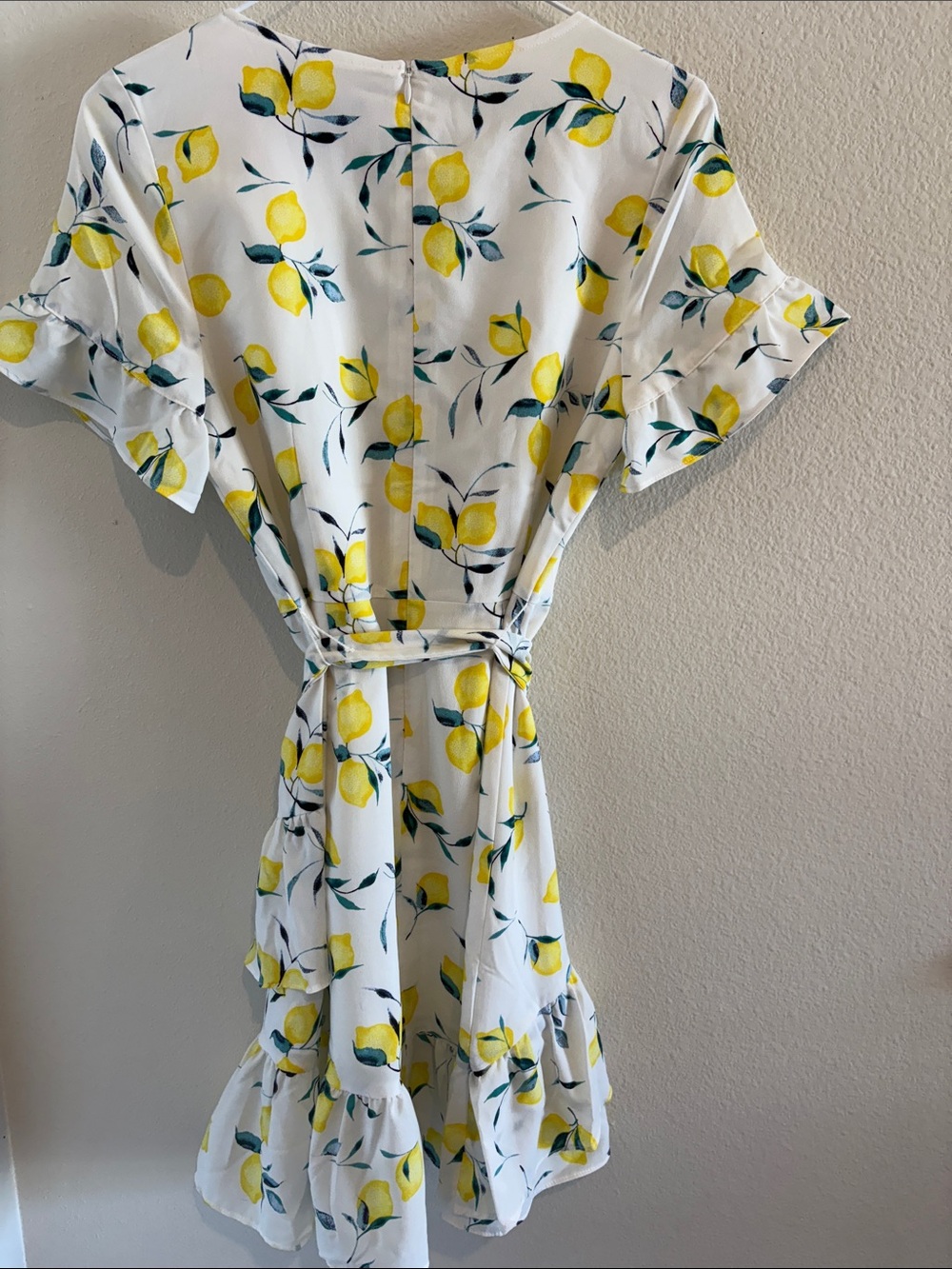 Banana Republic White Lemon-Print Dress with Tie-Waist 🍋🍋🍋 NWOT! - Picture 4 of 6